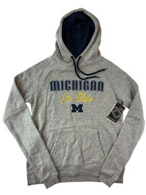 Colosseum Michigan Go Blue Pullover Hoodie Gray Small Cotton Women's Sz S $60NWT